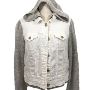 American Eagle AE White Denim Gray Hooded Jacket